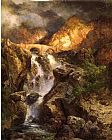 Thomas Moran Canvas Paintings - Cascading Water